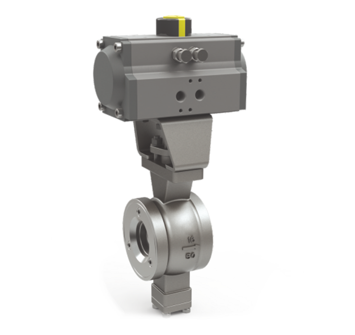 QV677F 气动对夹V型切断节球阀